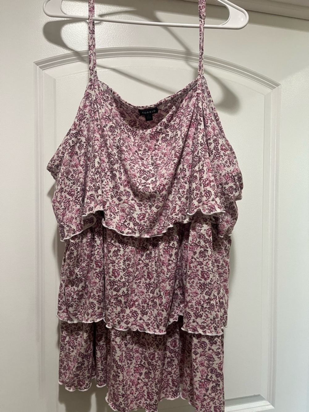 torrid Cream Top with Pink Floral Print